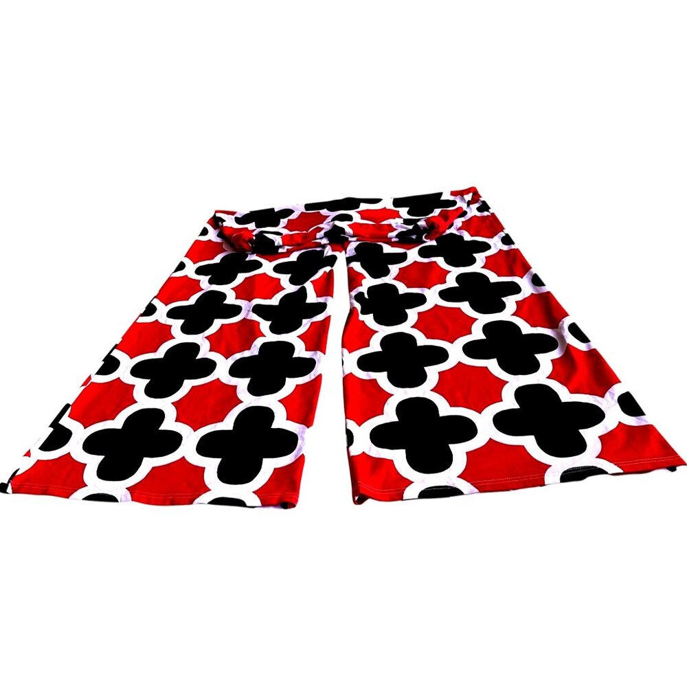 Polly Wolly Doodle Pants XL Red Black White Wide Legs Elastic Stretch Hi… - Picture 4 of 12